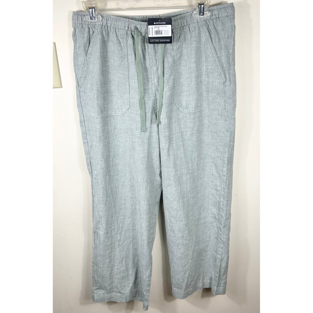 Eddie Bauer Hemplify Beach Pants Women XS Green Antique Pine Wide Leg Hemp Blend